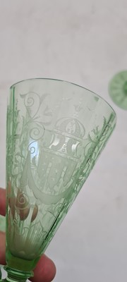 Lot 235 - A set of five Lobmeyr uranium green drinking glasses