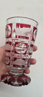 Lot 214 - A group of six Bohemian flashed glass spa beakers