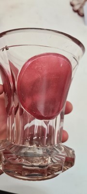 Lot 214 - A group of six Bohemian flashed glass spa beakers