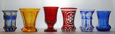 Lot 212 - A group of Bohemian glass spa type beakers