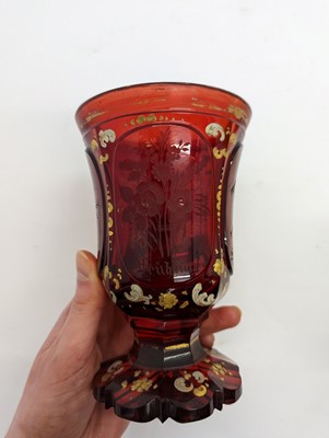 Lot 212 - A group of Bohemian glass spa type beakers