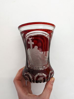 Lot 212 - A group of Bohemian glass spa type beakers