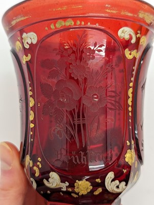 Lot 212 - A group of Bohemian glass spa type beakers