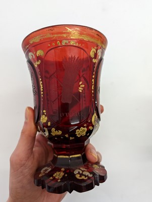 Lot 212 - A group of Bohemian glass spa type beakers