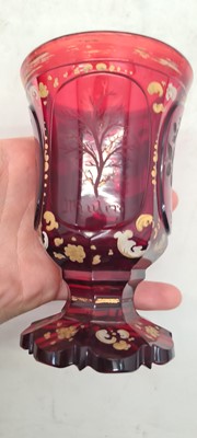 Lot 212 - A group of Bohemian glass spa type beakers