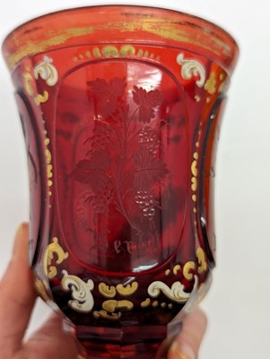 Lot 212 - A group of Bohemian glass spa type beakers