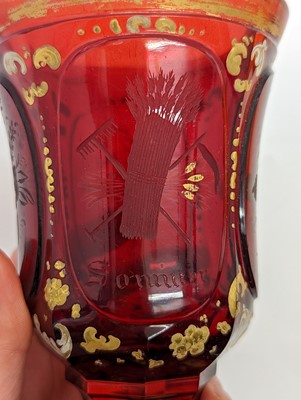 Lot 212 - A group of Bohemian glass spa type beakers