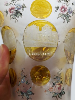 Lot 213 - A group of six Bohemian glass spa type beakers