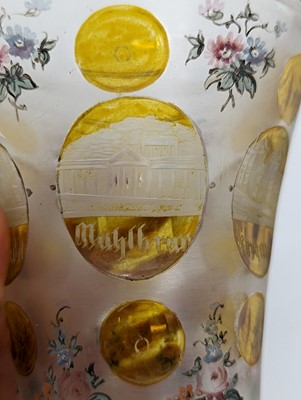 Lot 213 - A group of six Bohemian glass spa type beakers