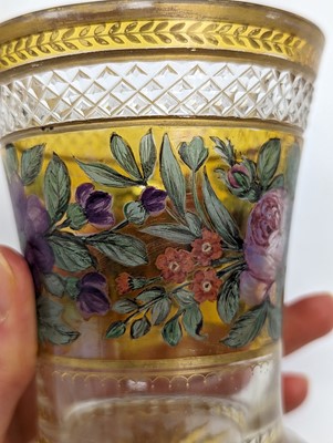 Lot 213 - A group of six Bohemian glass spa type beakers