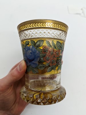 Lot 213 - A group of six Bohemian glass spa type beakers