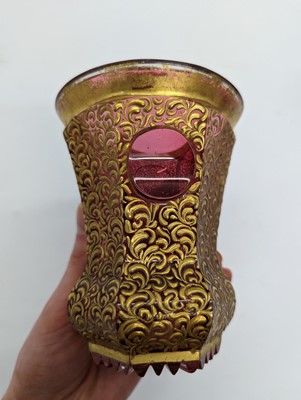 Lot 213 - A group of six Bohemian glass spa type beakers