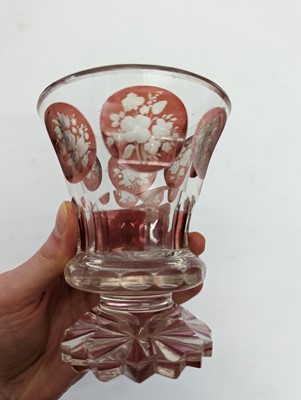 Lot 213 - A group of six Bohemian glass spa type beakers