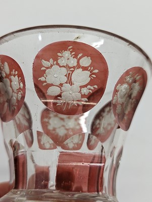 Lot 213 - A group of six Bohemian glass spa type beakers