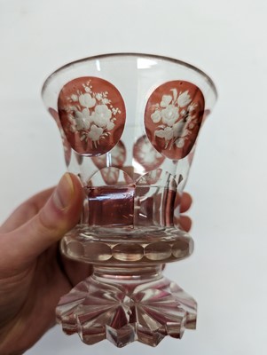 Lot 213 - A group of six Bohemian glass spa type beakers