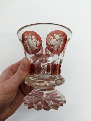 Lot 213 - A group of six Bohemian glass spa type beakers
