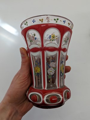 Lot 213 - A group of six Bohemian glass spa type beakers