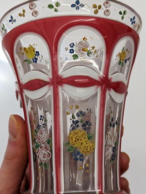 Lot 213 - A group of six Bohemian glass spa type beakers