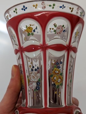 Lot 213 - A group of six Bohemian glass spa type beakers