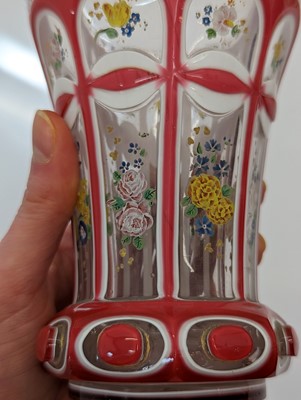 Lot 213 - A group of six Bohemian glass spa type beakers