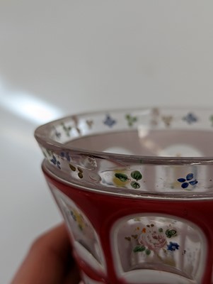 Lot 213 - A group of six Bohemian glass spa type beakers