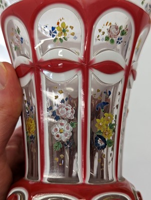 Lot 213 - A group of six Bohemian glass spa type beakers