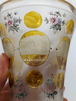 Lot 213 - A group of six Bohemian glass spa type beakers