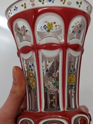 Lot 213 - A group of six Bohemian glass spa type beakers