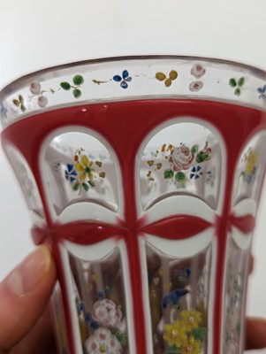 Lot 213 - A group of six Bohemian glass spa type beakers