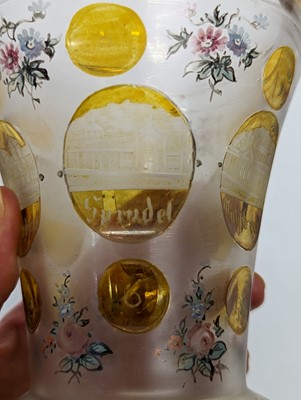 Lot 213 - A group of six Bohemian glass spa type beakers