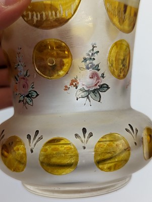 Lot 213 - A group of six Bohemian glass spa type beakers