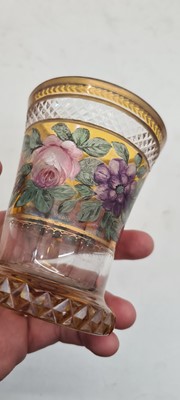 Lot 213 - A group of six Bohemian glass spa type beakers