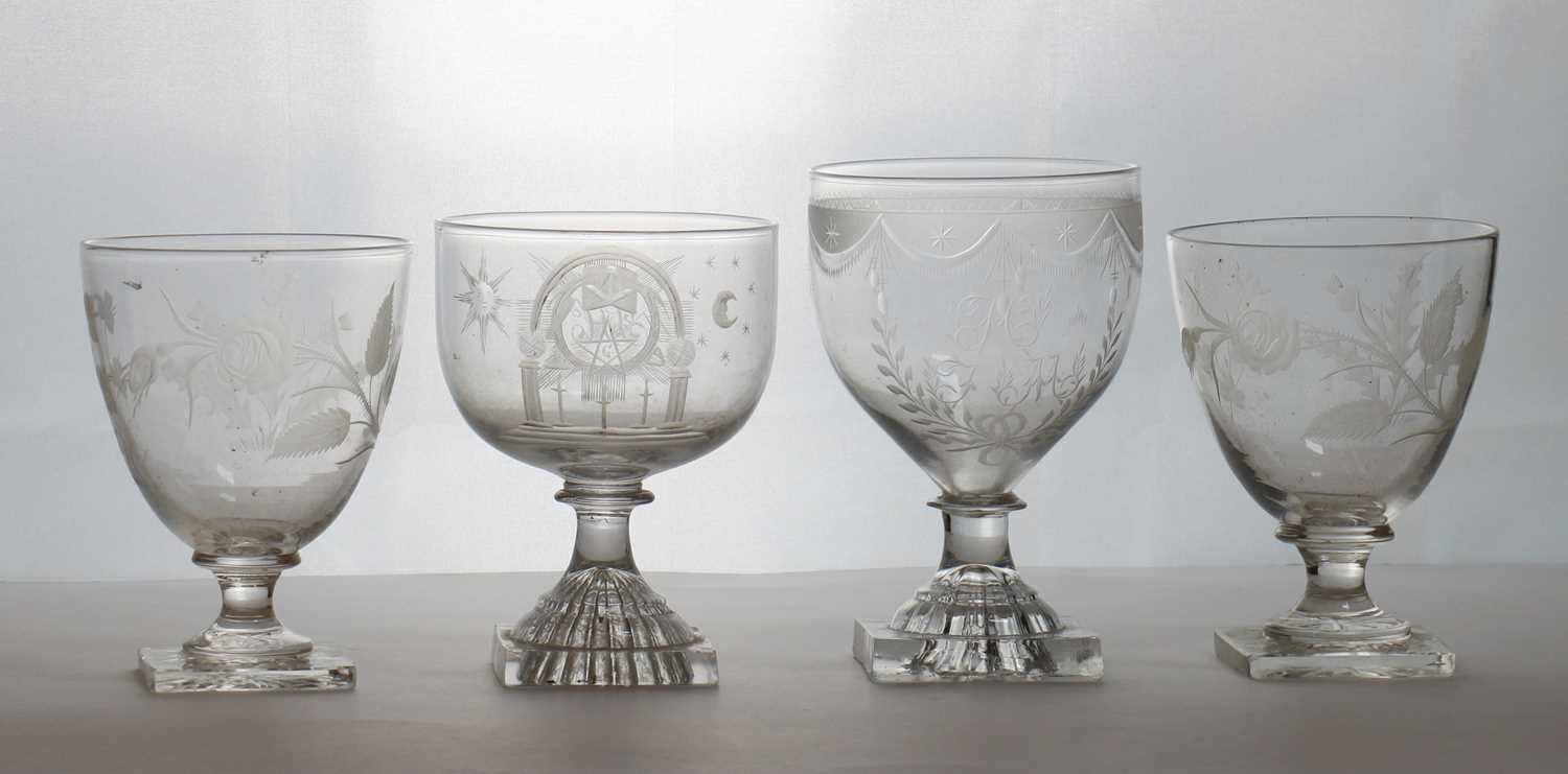 Lot 194 - A Masonic engraved glass rummer