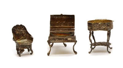 Lot 11 - A collection of novelty silver furniture