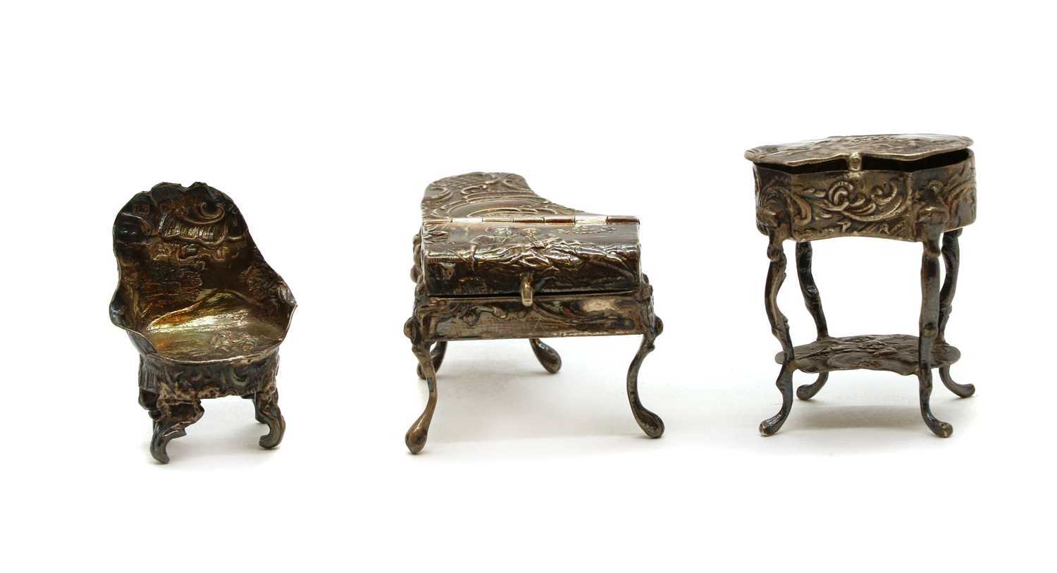 Lot 11 - A collection of novelty silver furniture