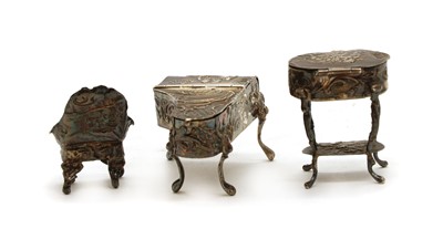 Lot 11 - A collection of novelty silver furniture