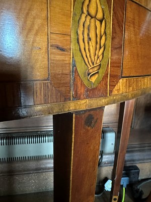 Lot 28 - ☘ A George III satinwood card table with semi-elliptical top