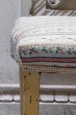 Lot 73 - ☘ A pair of Sheraton-style painted shield-back chairs