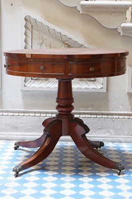 Lot 65 - ☘ A Regency mahogany pedestal drum-top library table by Druce & Co.