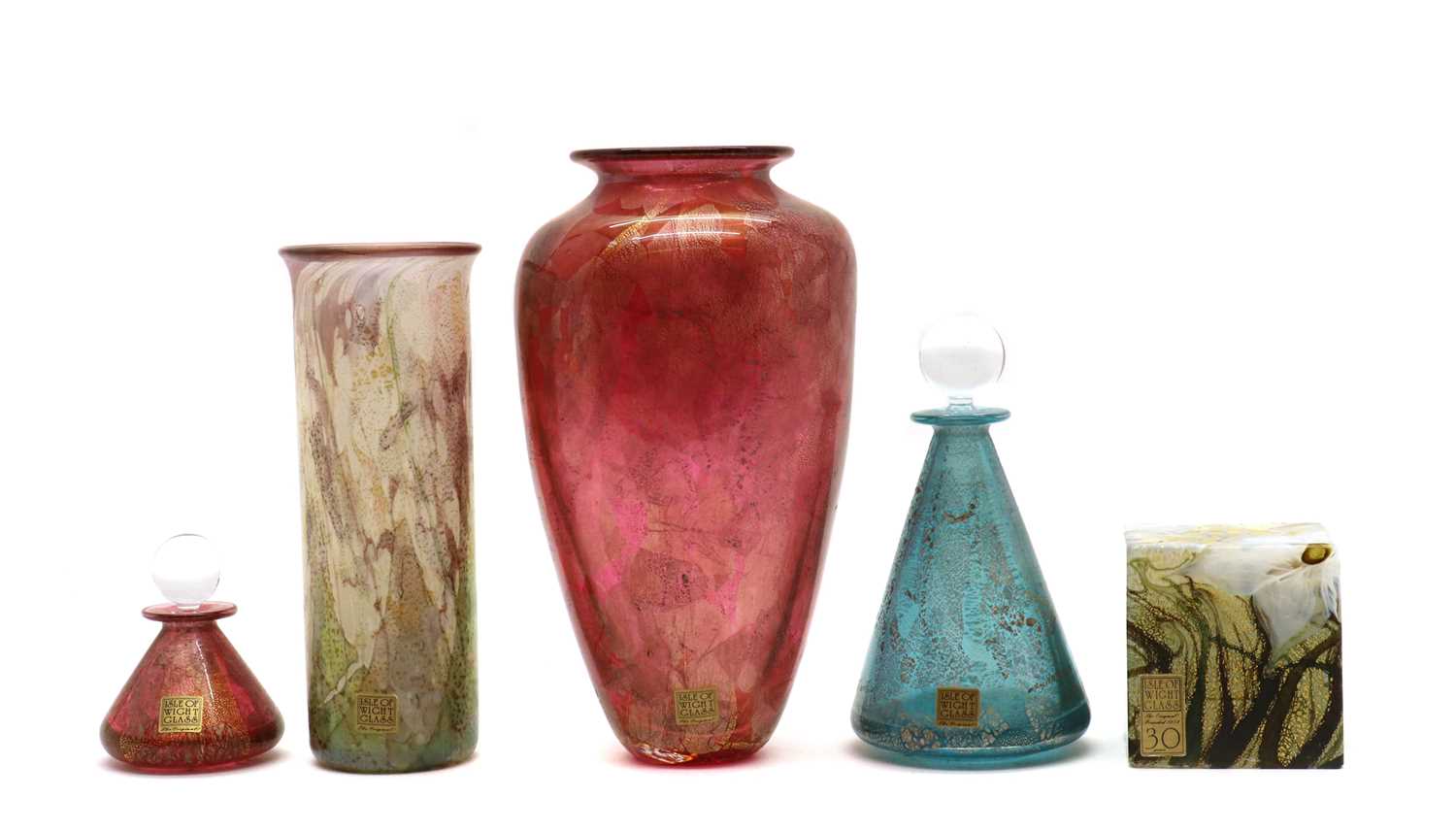 Lot 99 - A group of five Isle of Wight studio glass items