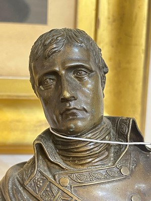 Lot 335 - A small patinated bronze bust of Napoleon