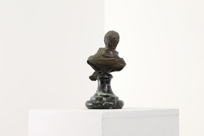 Lot 335 - A small patinated bronze bust of Napoleon