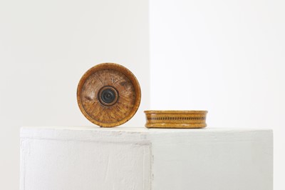 Lot 128 - A pair of burr fruitwood coasters
