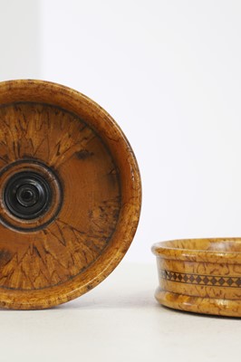 Lot 128 - A pair of burr fruitwood coasters
