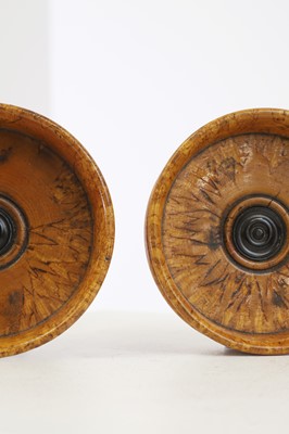 Lot 128 - A pair of burr fruitwood coasters