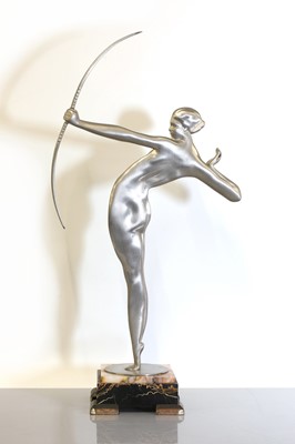 Lot 177 - A silvered Art Deco figure of Diana the Huntress