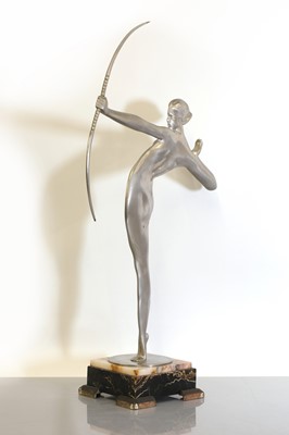 Lot 177 - A silvered Art Deco figure of Diana the Huntress