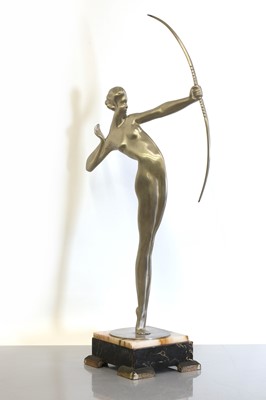 Lot 177 - A silvered Art Deco figure of Diana the Huntress