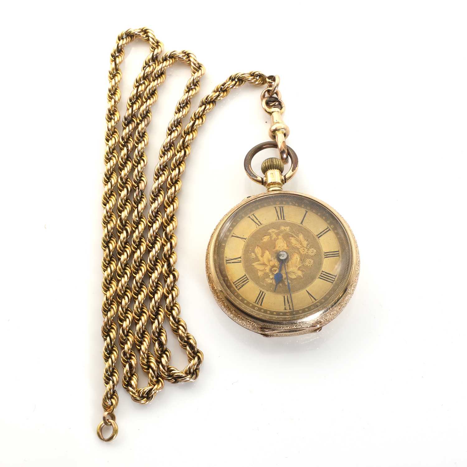 Lot 406 - A gold pocket watch and chain