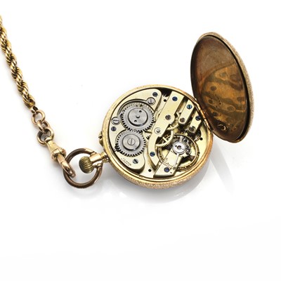 Lot 406 - A gold pocket watch and chain